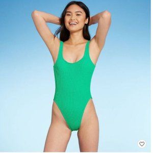 Juniors' Textured One Piece Swimwuit - Xhilaration™ Bright Green